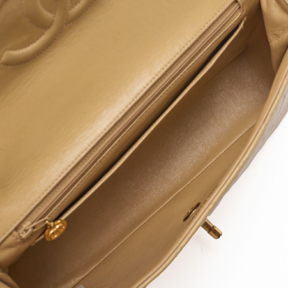 Chanel Handbag Matelasse Coco Top Handle Flap Bag Lambskin Beige Gold