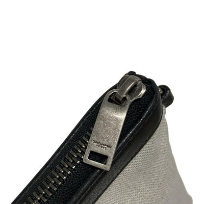 Saint Laurent Paris Clutch Bag Pouch Rive Gauche 581369 White X Black Leather