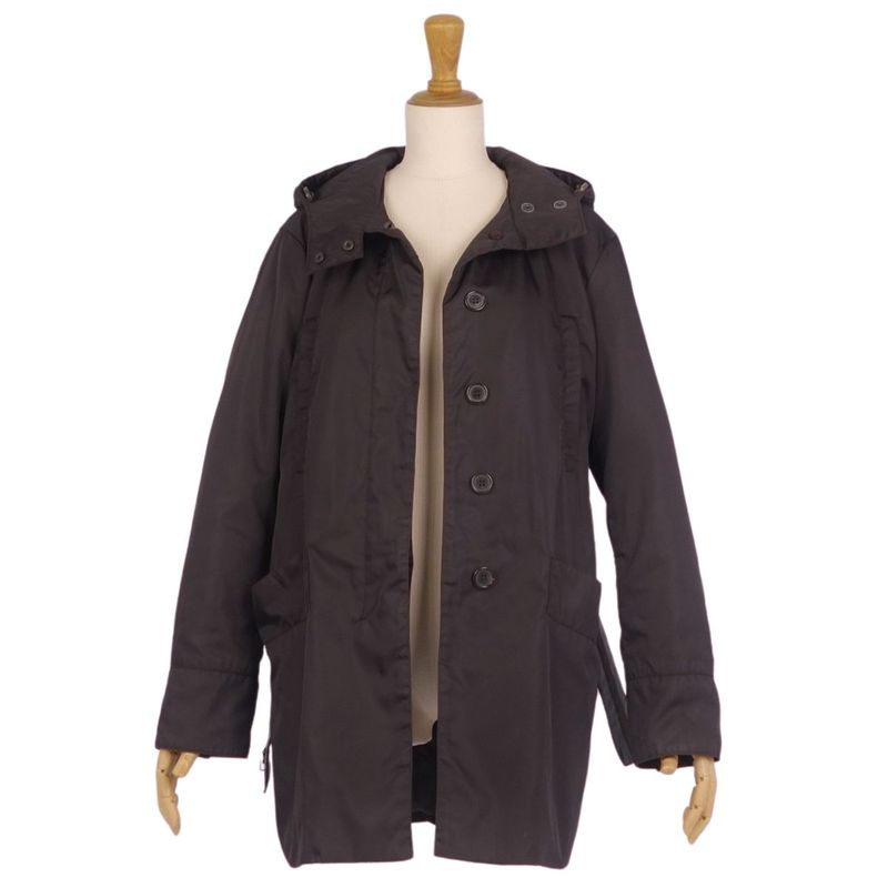 Prada Coat Hooded Cotton Nylon None Outerwear Rede