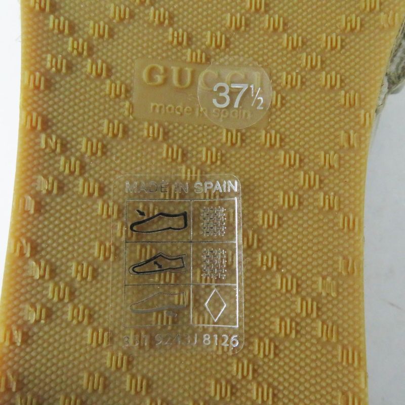 Gucci 466902 GG Canvas Leather Espadrilles Slip-ons Light Beige 37.5 With Box