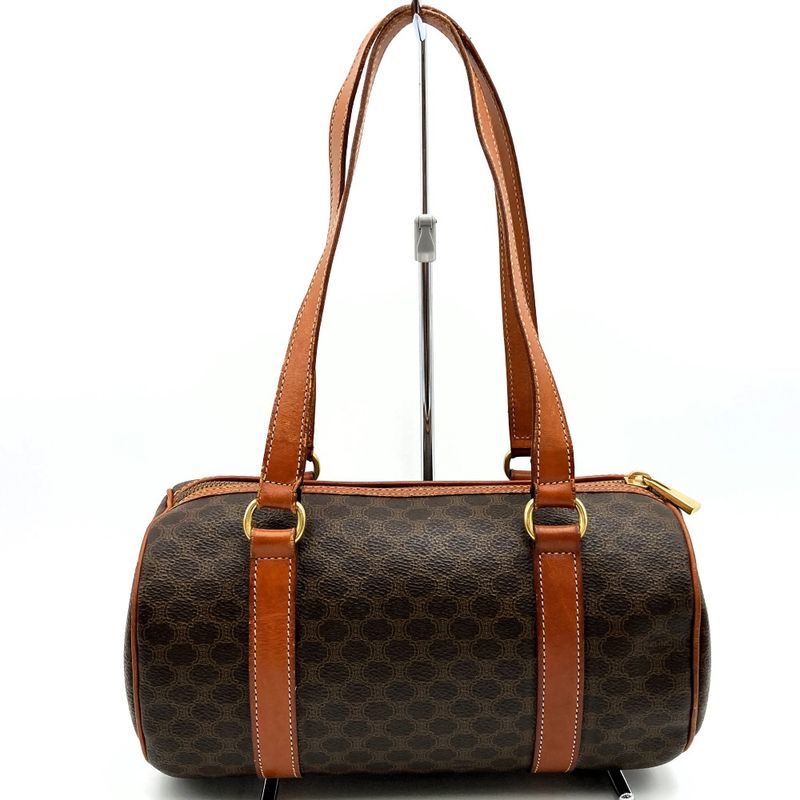 Celine M95 Handbag Tote Mini Boston Macadam PVC Leather Brown Ladies Men