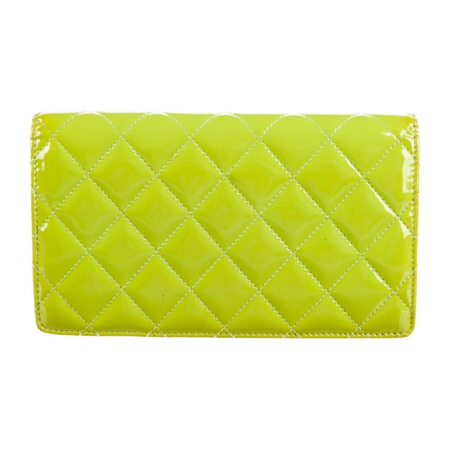CHANEL CC Classic Patent Wallet Lime Green Purse Bag