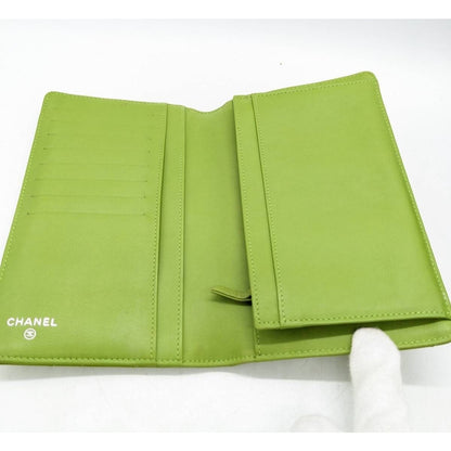 CHANEL CC Classic Patent Wallet Lime Green Purse Bag