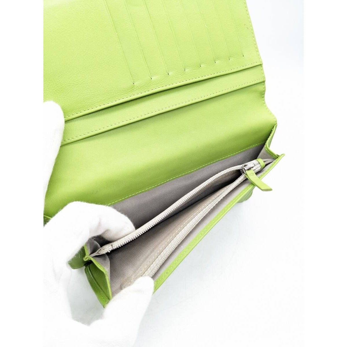 CHANEL CC Classic Patent Wallet Lime Green Purse Bag