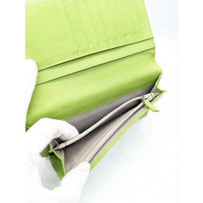 CHANEL CC Classic Patent Wallet Lime Green Purse Bag
