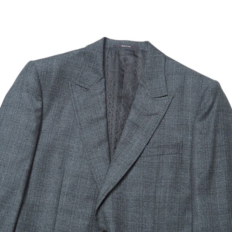 Gucci Suit Size 7-46 R Check Bleather Tailored Single Jacket 2B Tapered
