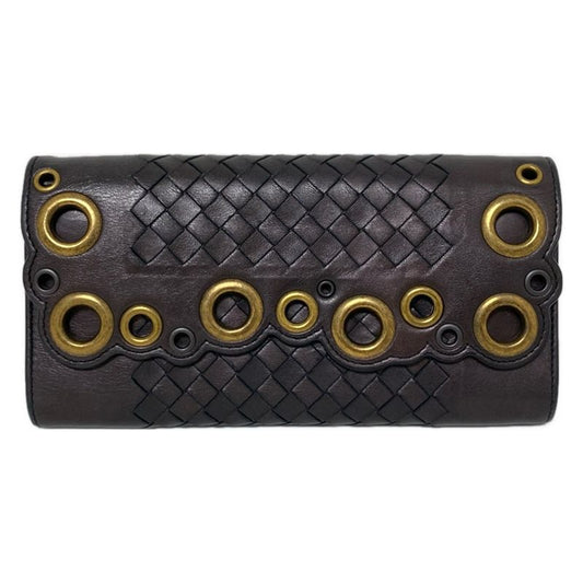 Bottega Veneta Intrecciato Dark Brown Dove Leather Long Wallet