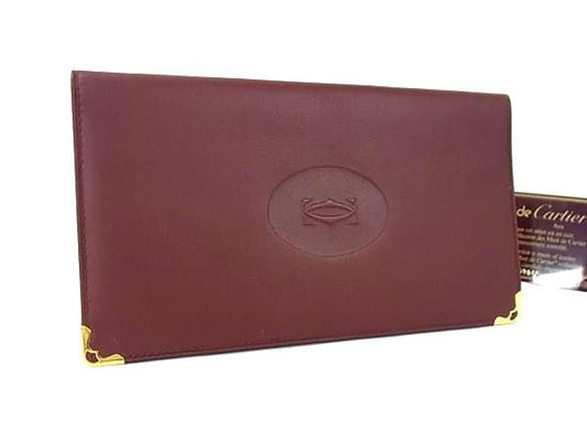 Cartier Must Line Leather Bifold Long Wallet Billfold Card Holder Men's