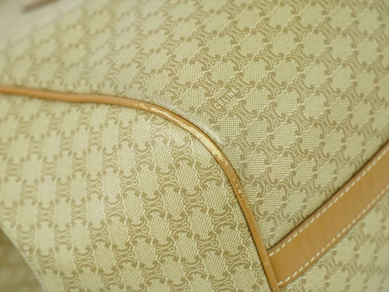 Authentic Celine Macadam Shoulder Bag Tote Bag PVC Beige Macadam Bag Pre-owned