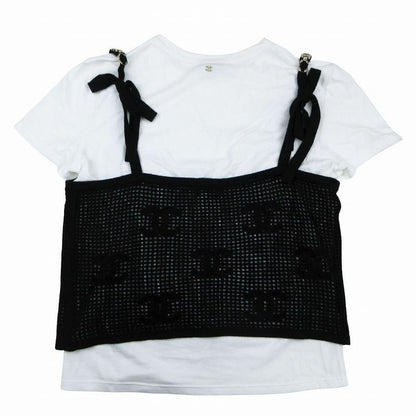 Chanel P72150k10356 Ensemble Short Sleeve T-Shirt Knitted Camisole Coco Mark