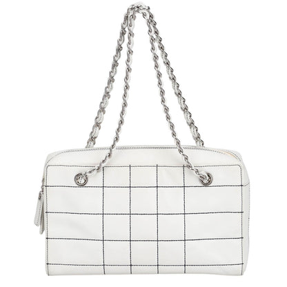 CHANEL CC Wild Stitch Vintage Quilted Bowler Hand Bag Tote Lambskin