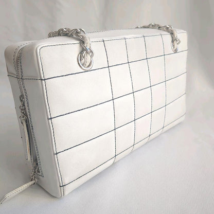 CHANEL CC Wild Stitch Vintage Quilted Bowler Hand Bag Tote Lambskin
