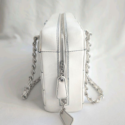 CHANEL CC Wild Stitch Vintage Quilted Bowler Hand Bag Tote Lambskin