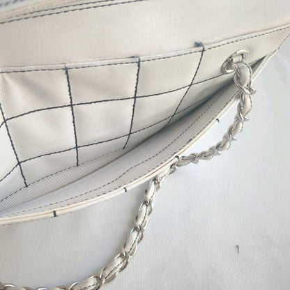 CHANEL CC Wild Stitch Vintage Quilted Bowler Hand Bag Tote Lambskin