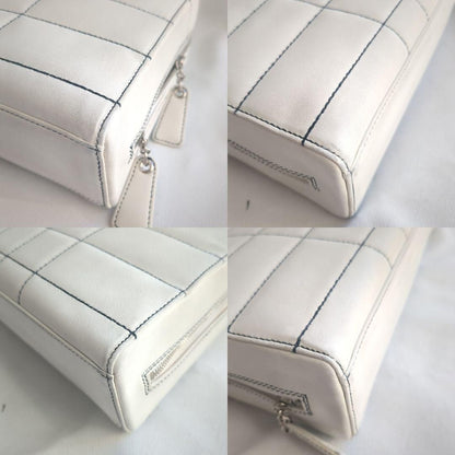 CHANEL CC Wild Stitch Vintage Quilted Bowler Hand Bag Tote Lambskin