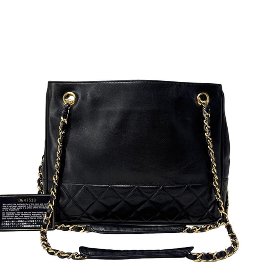 Chanel Lambskin Shoulder Bag Gold Black