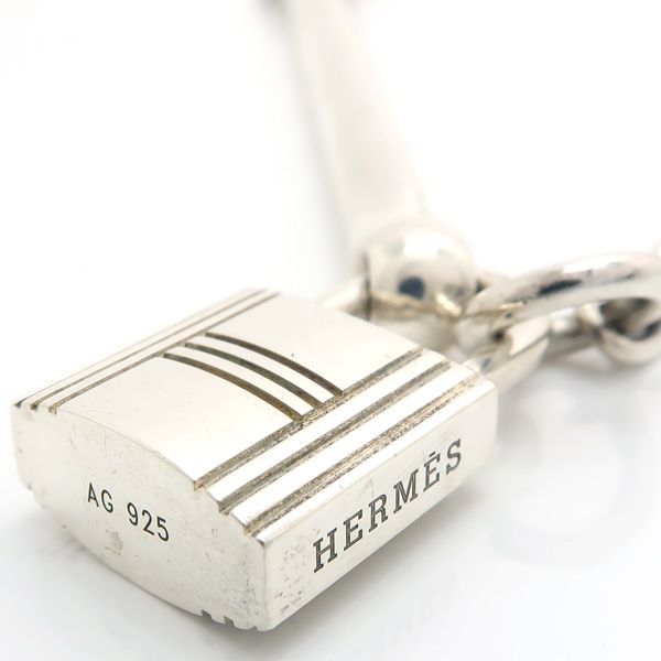 Hermes Cadena SV Necklace Ag925 Vintage Hermes Silver Box Padlock Bar