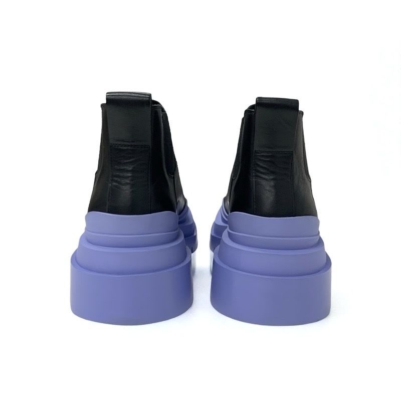 Bottega Veneta Tire Boots Short Shoes Leather Black Purple Ankle Chelsea