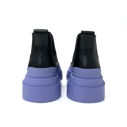 Bottega Veneta Tire Boots Short Shoes Leather Black Purple Ankle Chelsea