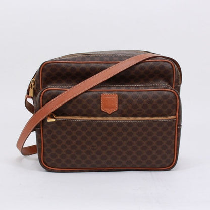 Celine Macadam Leather Brown Shoulder Bag