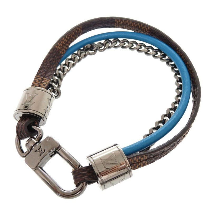 Louis Vuitton Treble Damier Leather Brown Blue Bracelet 0002