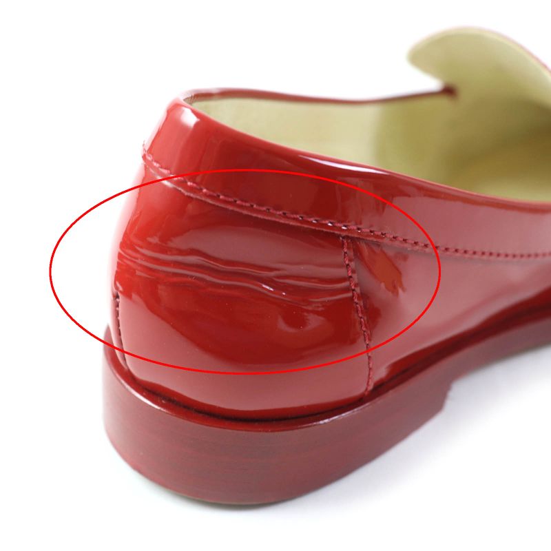 CHANEL G30708 Round Toe Patent Leather Loafers With Coco Mark Hardware Red