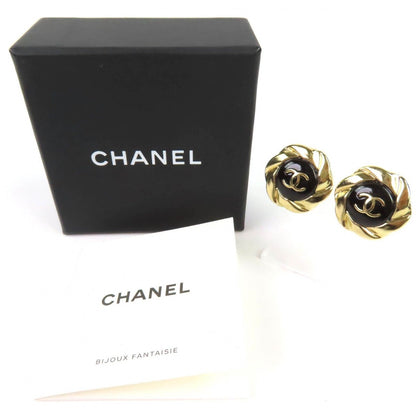 Chanel A22 A Coco Mark Earrings Accessory Gold Black — view 2