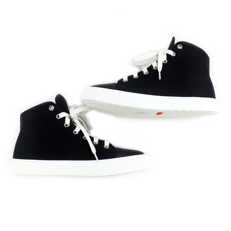 Hermes Iriko High Cut Sneakers - Description 38 Black White Cotton