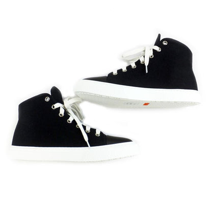 Hermes Iriko High Cut Sneakers - Description 38 Black White Cotton