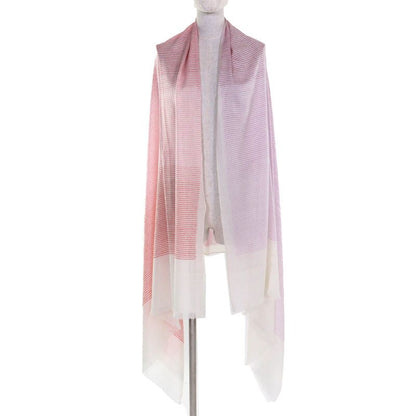 Hermes 100% Cashmere Multistripe Multicolor Mini Fringe Large Shawl Scarf