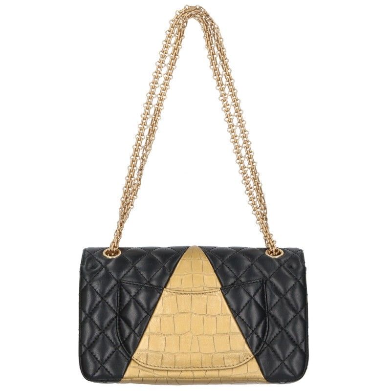 Chanel 2.55 Lambskin Croco Shape Pressed Chain Shoulder Bag Women 25