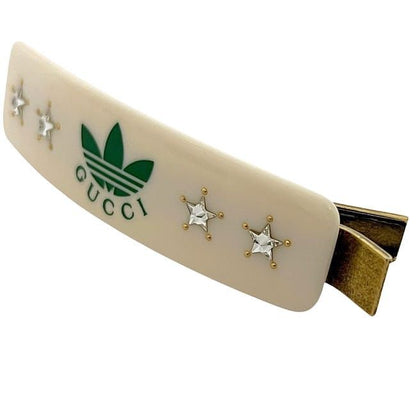 Gucci Adidas Hair Clip White Gold 702940 Excellent Condition