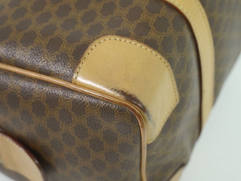 Authentic Celine Macadam Mini Boston Bag Handbag PVC Brown Macadam Bag Pre-owned