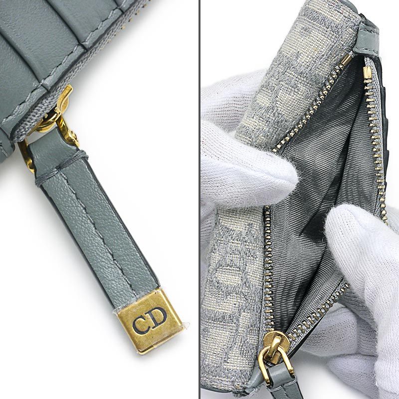 Dior Saddle Zip Card Holder Oblique Jacquard Gray