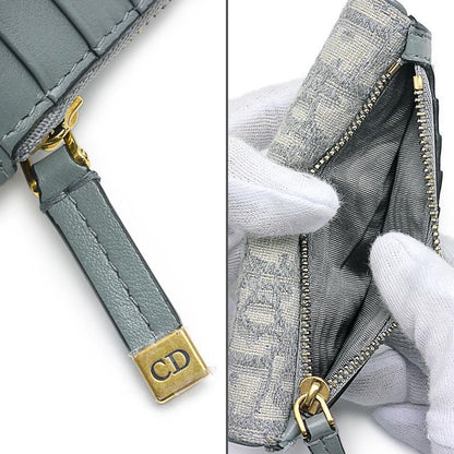 Dior Saddle Zip Card Holder Oblique Jacquard Gray