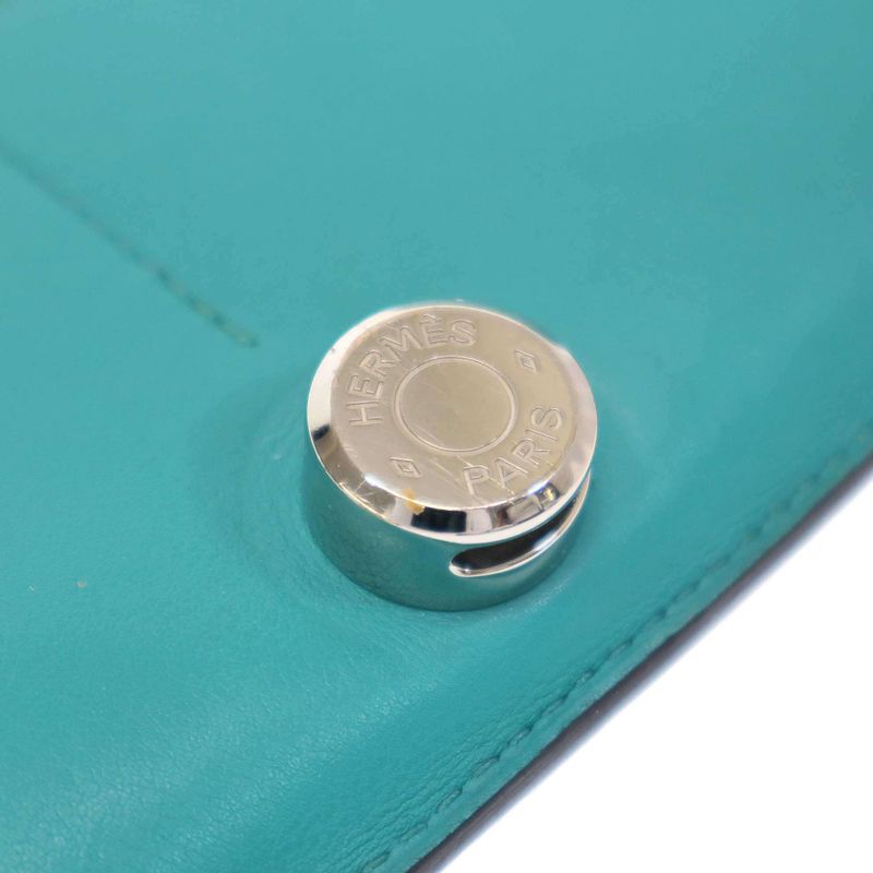 Hermes Engraved a Dogon GM Blue Paon Swift Long Wallet Blue Tone GM