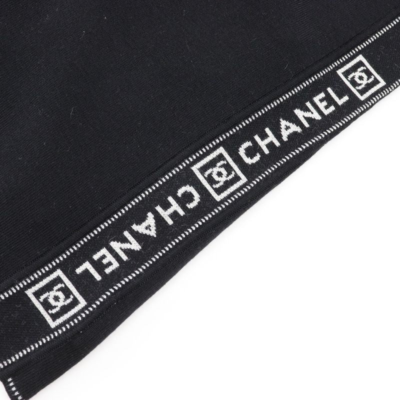 Chanel Sport Line Side Logo 03A P22075v01420 Wool Black Women's Cardigan