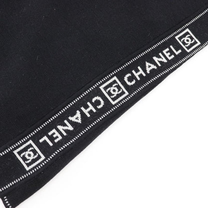 Chanel Sport Line Side Logo 03A P22075v01420 Wool Black Women's Cardigan