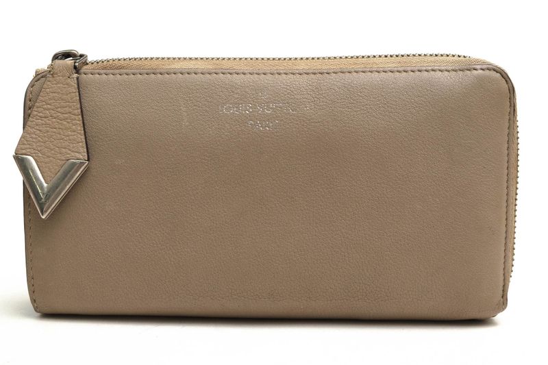Louis Vuitton Long Wallet Ladies Women Leather Genuine Leather Beige M60147