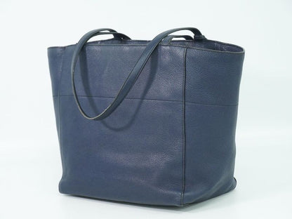 Authentic Prada Leather Shoulder Bag Tote Bag Navy 1bg202 Bag Pre-owned