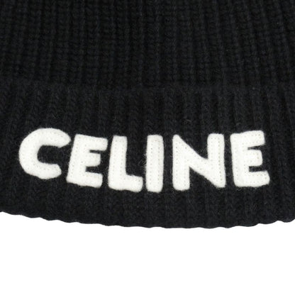 Celine Triomphe Crochet Bucket Hat 100% Cashmere Knit Size Tu Black Men's