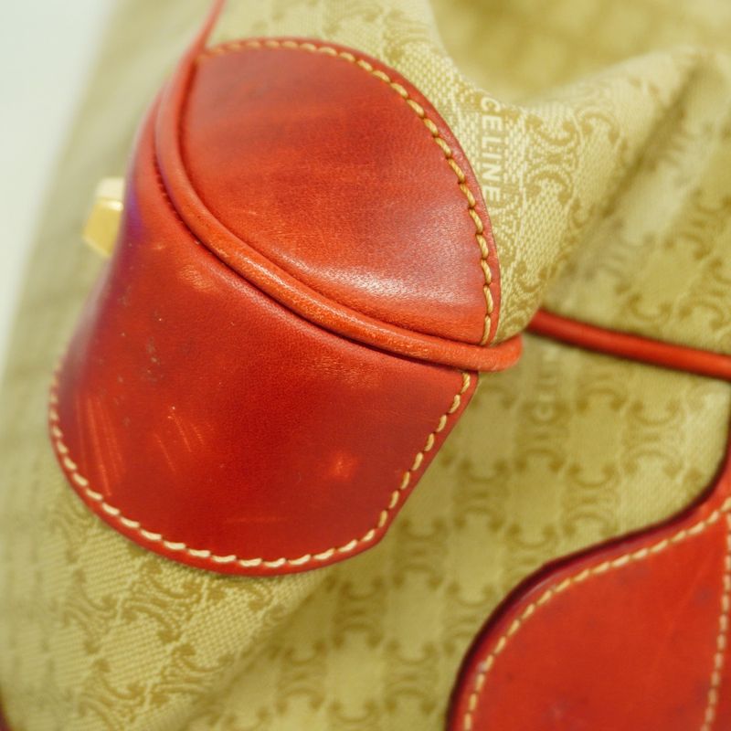 Celine Handbag Macadam PVC Beige Red Gold Hardware Women