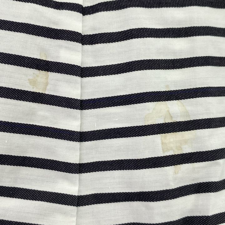 Chanel P72564v64384 Coco Mark Button Striped Skirt Women White And Navy 38