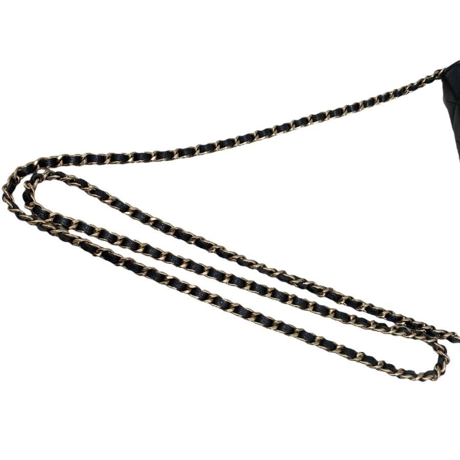 Chanel Shoulder Bag Phone Case Ap3744 Matelasse Caviar Skin Coco Mark Black