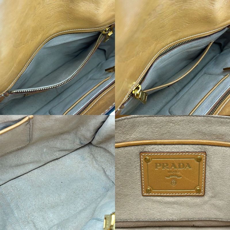 Prada 2WAY Handbag Shoulder Crossbody Shoulder Bn2119 Striped Canvas Brown