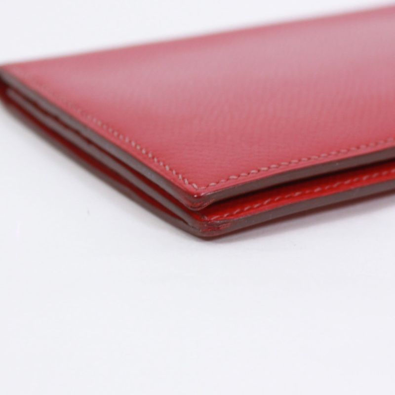 Hermes Courchevel Leather Red Long Wallet