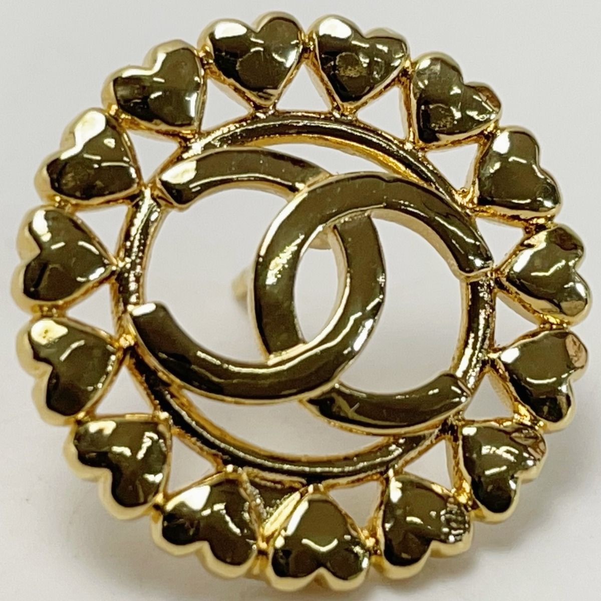Chanel Round Heart Coco Mark Aba273 Gold Earrings Women's Accessories