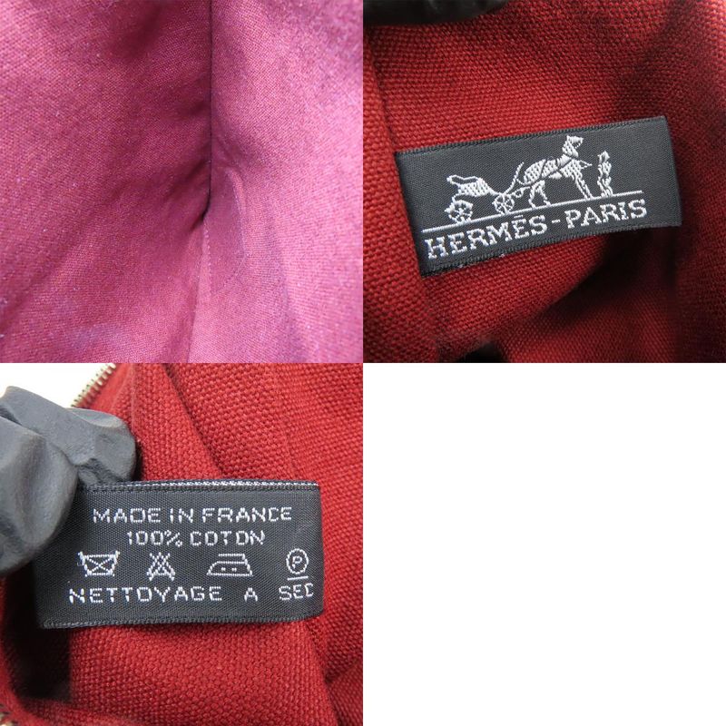 Hermes Pouch Bora Cotton Leather Bordeaux Enji Silver Hardware Flat Multi Pouch