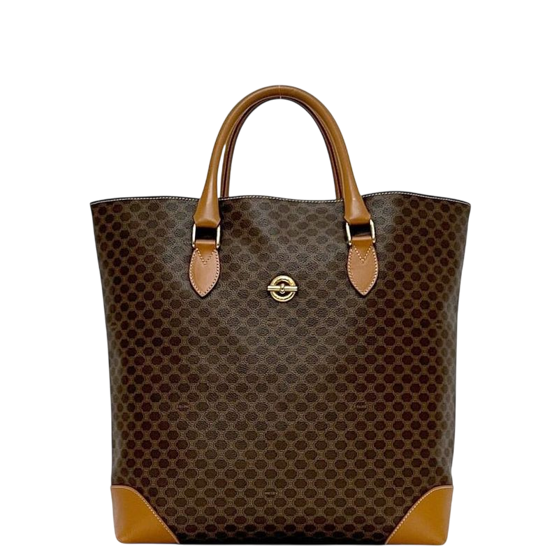 Celine Tote Bag Brown Macadam Excellent Condition A4 PVC Leather Preowned