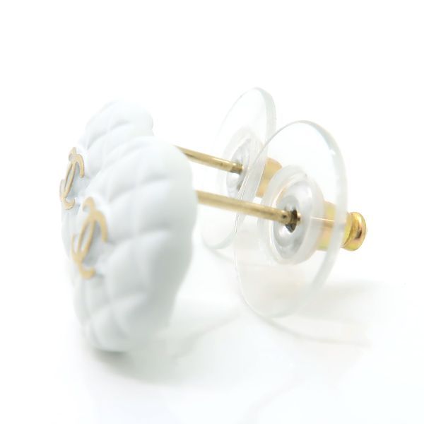 Chanel Earrings A19C Coco Mark Matelasse White Mini Chanel